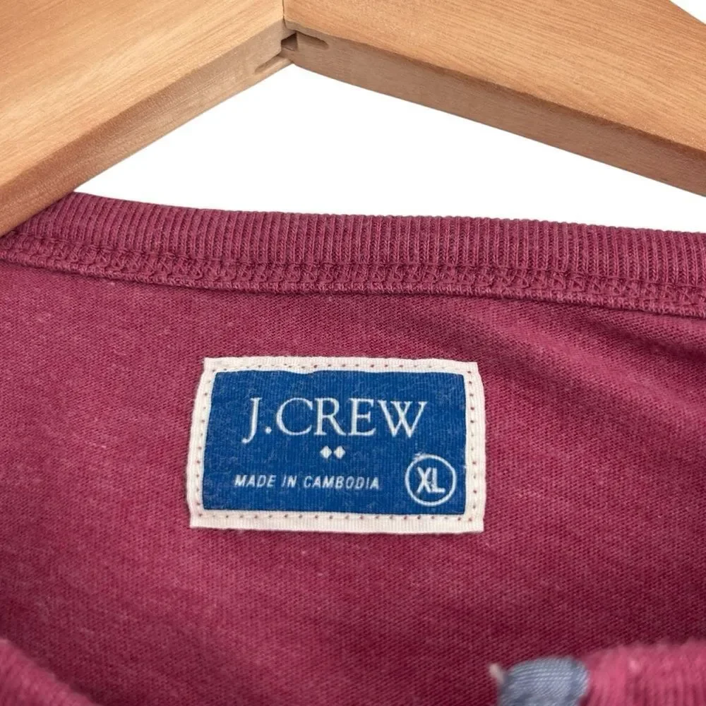 J. Crew fitted Henley style washed red tee shirt men’s size xlarge